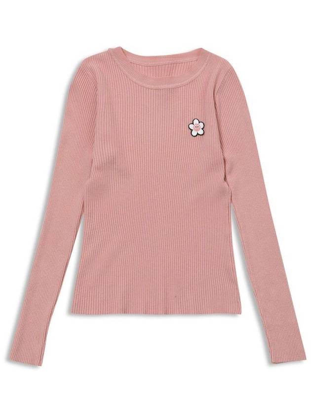 Patch Knit Sweater Slim Line Knit Pink MCFW23KN 1PK - MACKY - BALAAN 2