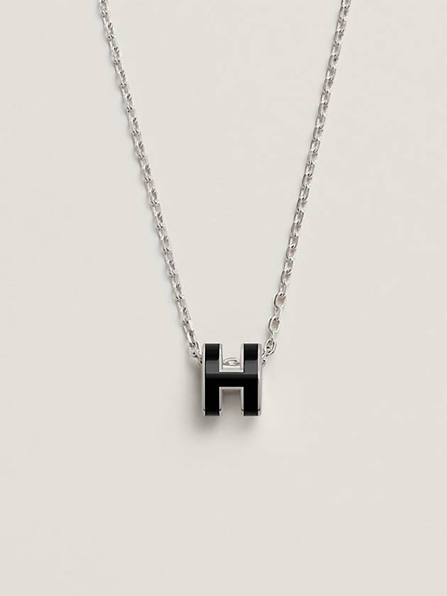 Mini Pop H Pendant Necklace Palladium Noir Silver - HERMES - BALAAN 2