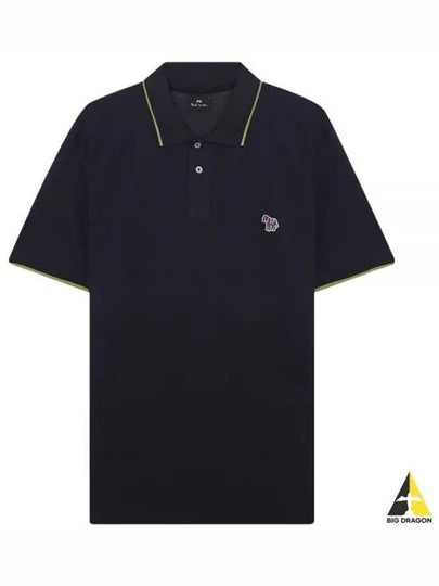 Zebra Patch Regular Fit Short Sleeve Polo Shirt Navy - PAUL SMITH - BALAAN 2