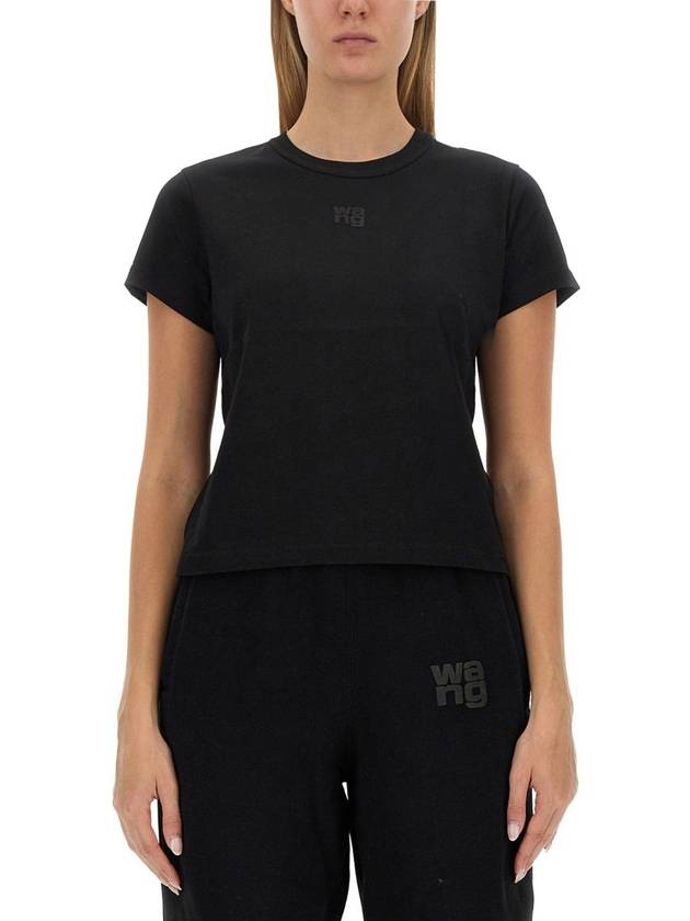 Logo Print Short Sleeve T-Shirt Black - ALEXANDER WANG - BALAAN 2