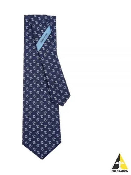 Dragon Print Silk Tie Navy - SALVATORE FERRAGAMO - BALAAN 2