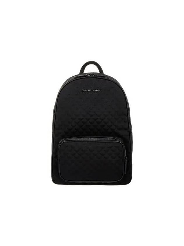 Men s Eagle Jacquard Round Backpack Black 270796 - EMPORIO ARMANI - BALAAN 1