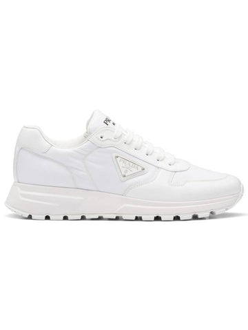 Prax 01 Re-Nylon Brushed Leather Low-Top Sneakers White - PRADA - BALAAN 1