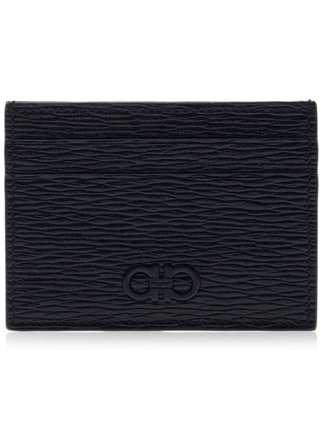 Double Gancini card wallet 66 A387 NERO PEBBLE 0733364 - SALVATORE FERRAGAMO - BALAAN 1