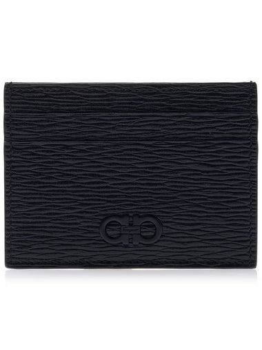 Double Gancini card wallet 66 A387 NERO PEBBLE 0733364 - SALVATORE FERRAGAMO - BALAAN 1