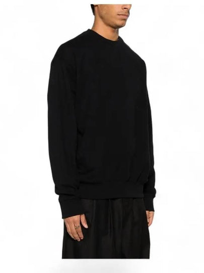 Logo Patch Crew Neck Cotton Sweatshirt Black - JIL SANDER - BALAAN 2