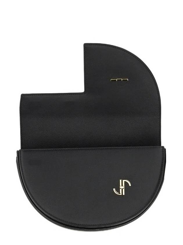 Logo Print Foldover Leather Shoulder Bag Black - PATOU - BALAAN 5