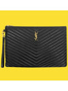 Gold Monogram Document Holder In Matelasse Leather Black - SAINT LAURENT - BALAAN 9