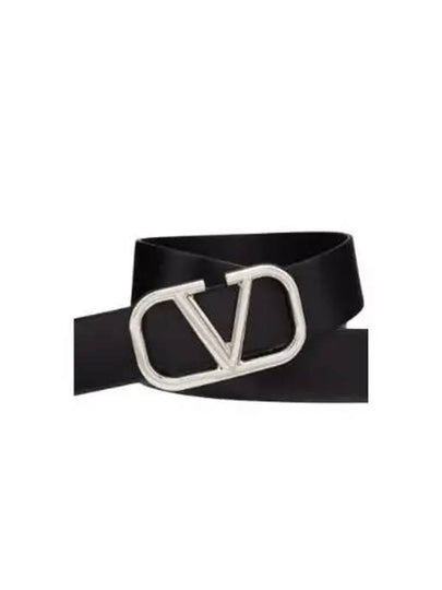 V Logo Leather Belt Black - VALENTINO - BALAAN 2