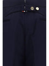 4 Bar Low Waist Tailored Straight Pants Navy - THOM BROWNE - BALAAN 4