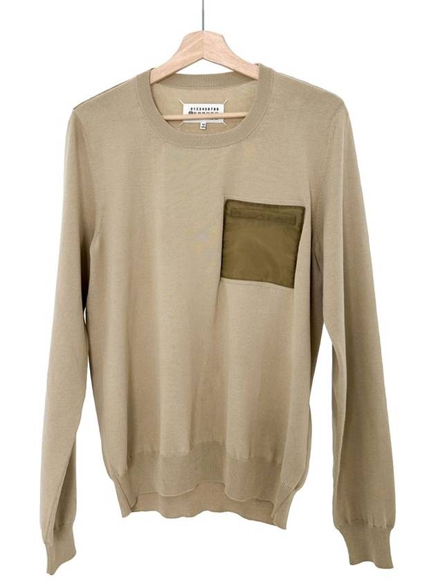 S MM Maison Margiela Men Pocket Patch Stitch Knit T Shirt Beige - MAISON MARGIELA - BALAAN 2