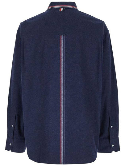 Oversized L/S Shirt W/Knit Collar In Engineered Rwb Stripe Cotton Flannel - THOM BROWNE - BALAAN 2