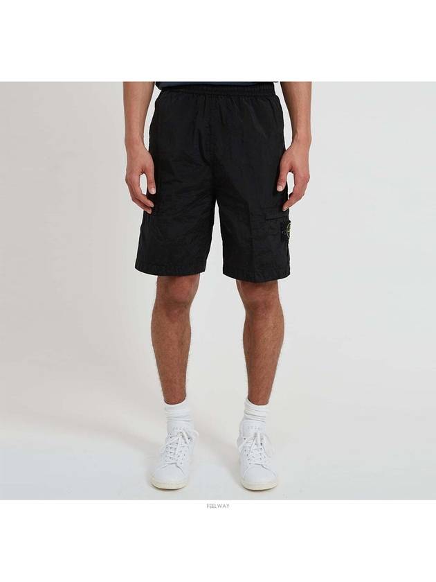 Men's Wappen Patch Nylon Shorts Black - STONE ISLAND - BALAAN 2