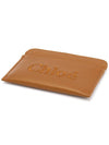 Sense Embroidered Logo Calfskin Card Wallet Brown - CHLOE - BALAAN 4