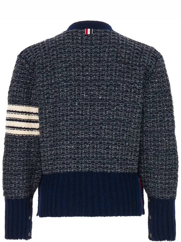 Mohair Tweed 4-Bar Classic V-neck Cardigan Navy - THOM BROWNE - BALAAN 4