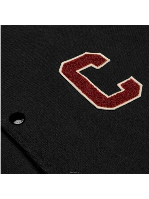 Teddy College Cotton Fleece Bomber Jacket Black - CELINE - BALAAN 6