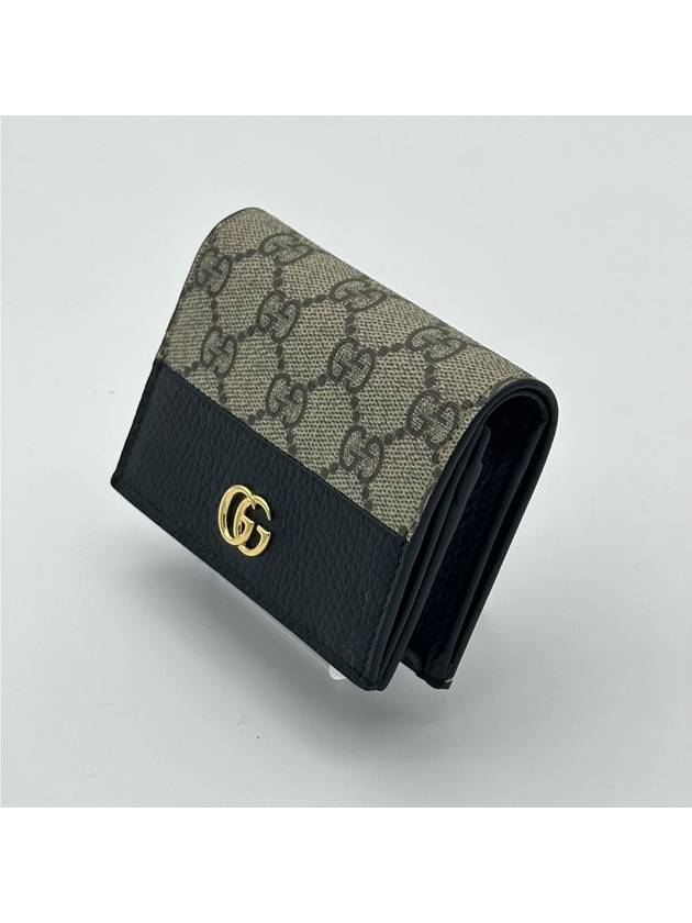 GG Marmont Supreme Canvas Bifold Card Wallet Beige Black - GUCCI - BALAAN 4