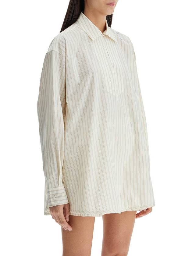 ivory striped cotton top with embroidered logo - MARNI - BALAAN 2