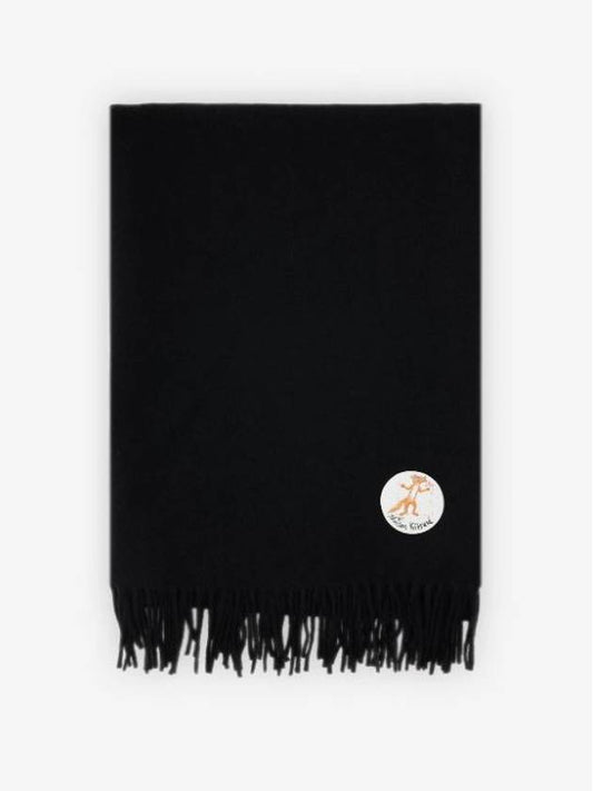 Olli Flower Fox Patch Muffler Scarf Black Unisex - MAISON KITSUNE - BALAAN 2