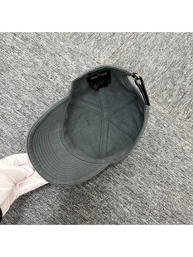 Embroidered Logo Base Fabric Ball Cap Grey - MIU MIU - BALAAN 4