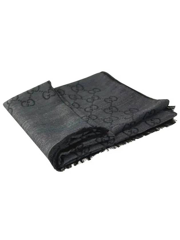 GG Jacquard Wool Silk Muffler Dark Grey - GUCCI - BALAAN 3