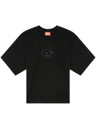 T-Buxt-Crop-Od Cotton Short Sleeve T-Shirt Black - DIESEL - BALAAN 1