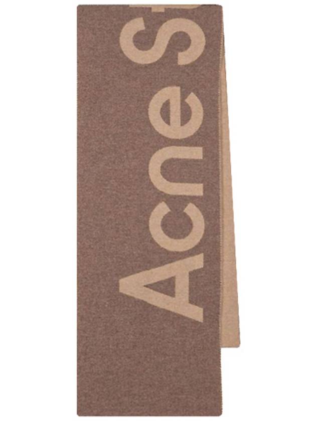 Jacquard Logo Two Tone Wool Muffler Brown - ACNE STUDIOS - BALAAN 2