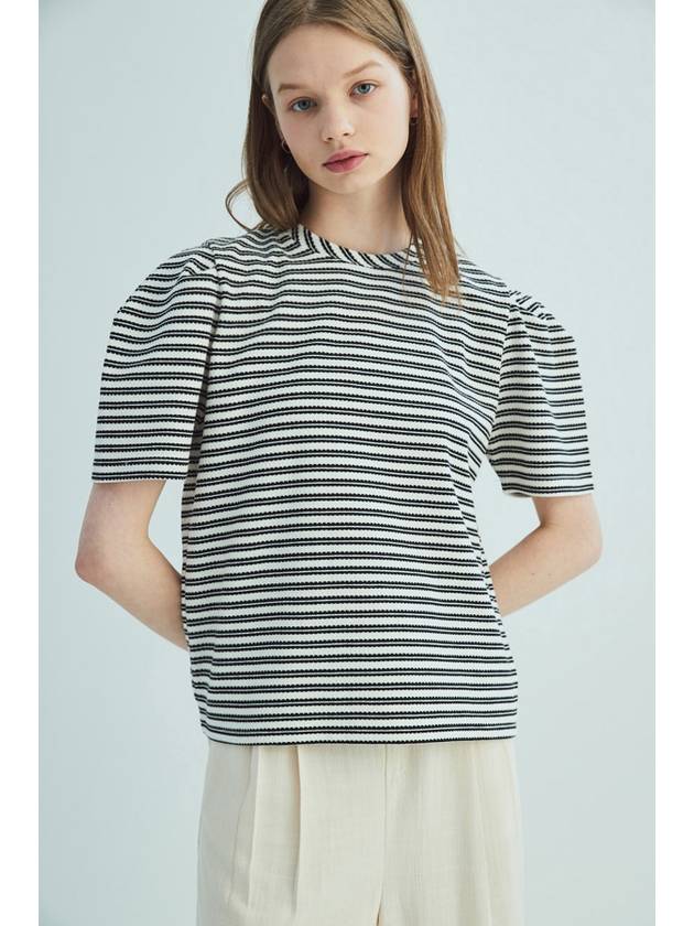 Stripe Puff Short Sleeve T-shirt Black - OPENING SUNSHINE - BALAAN 3