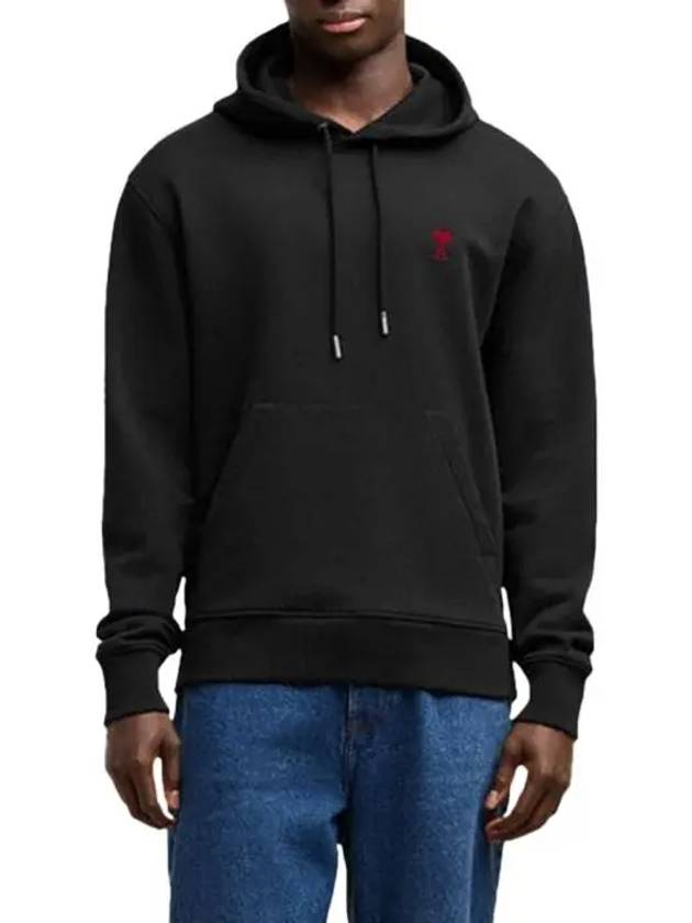 Red Heart Logo Classic Cotton Hoodie Black - AMI - BALAAN 3