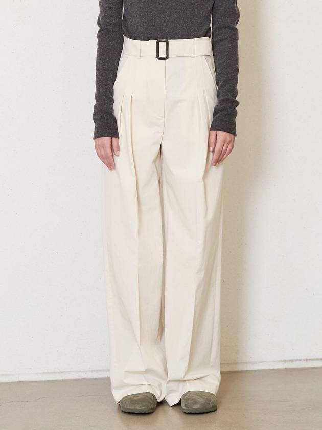 Cotton Belted Wide Pants Ivory - JUN BY JUN K - BALAAN 1