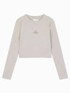 Jeans Monogram Baby Fit Rib Long Sleeve Knit Top Beige - CALVIN KLEIN - BALAAN 2