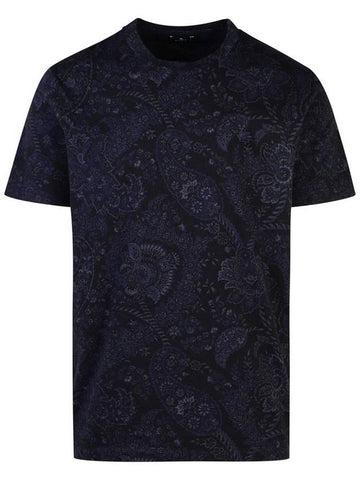 Etro 'Roma' Blue Cotton T-Shirt - ETRO - BALAAN 1