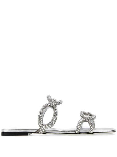 Women's Chain Rhinestones Sandals Silver - VALENTINO - BALAAN 1