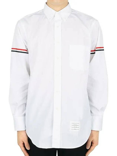 Men's Poplin Grosgrain Armband Classic Long Sleeve Shirt White - THOM BROWNE - BALAAN 2