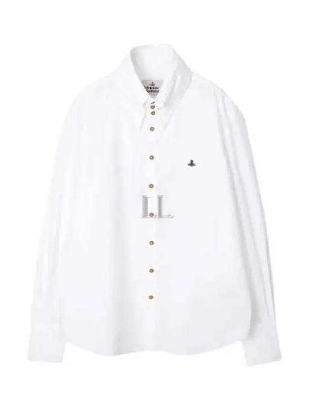 Embroidered Logo Big Collar Cotton Long Sleeve Shirt White - VIVIENNE WESTWOOD - BALAAN 2