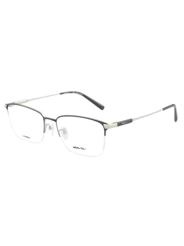 Eyewear Logo Half Frame Square Titanium Eyeglasses Black - SALVATORE FERRAGAMO - BALAAN 1