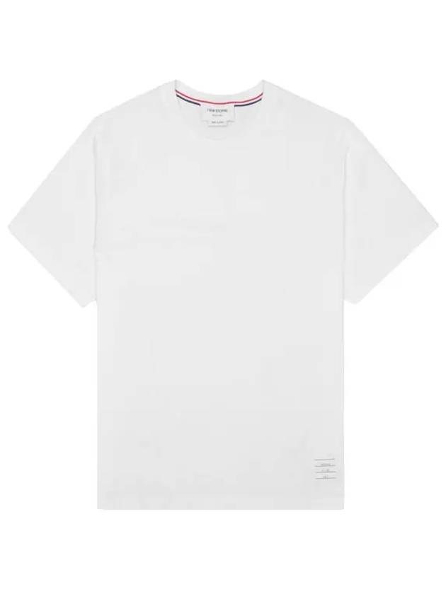 Men's Side Slit Relaxed Short Sleeve T-Shirt White - THOM BROWNE - BALAAN 2