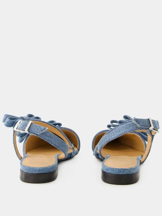 Denim Multi Bow Pointy Cut Out Ballerina Blue - GANNI - BALAAN 3