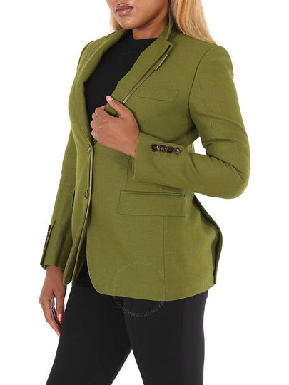 Burberry Ladies Juniper Green Wool Ramie And Silk Satin Tailored Jacket, Brand Size 2 (US Size 0) - BURBERRY - BALAAN 2