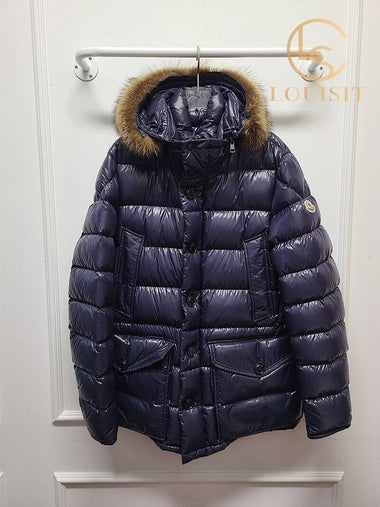 Used luxury goods Lewis It 4 Montclair navy glossy raccoon fur Cluny padded jumper - MONCLER - BALAAN 1