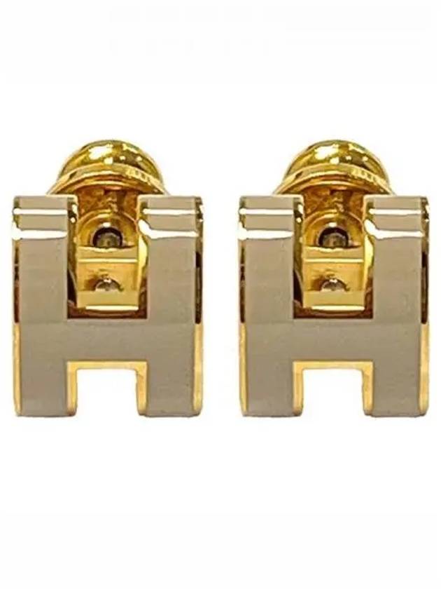 Mini Pop Ash Gold Hardware Earrings Marron Glasse 270836 - HERMES - BALAAN 1