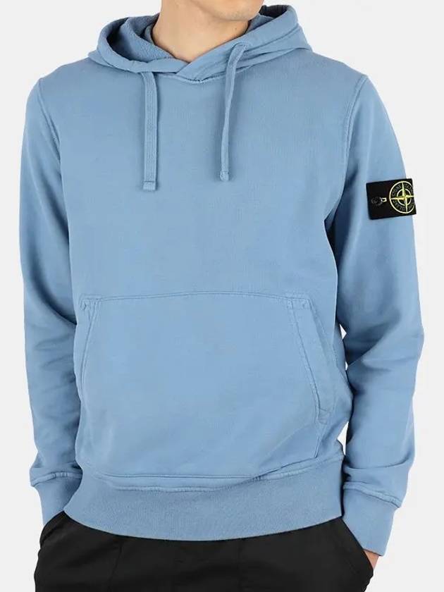 Wappen Patch Cotton Fleece Hoodie Powder Blue - STONE ISLAND - BALAAN 2