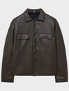 Padded Leather Shirt Jacket Brown - NOIRER - BALAAN 3