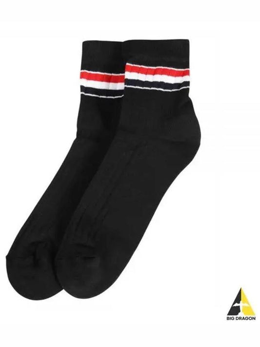 Three Stripes Ankle Socks Black White MAS150A Y3022 - THOM BROWNE - BALAAN 1