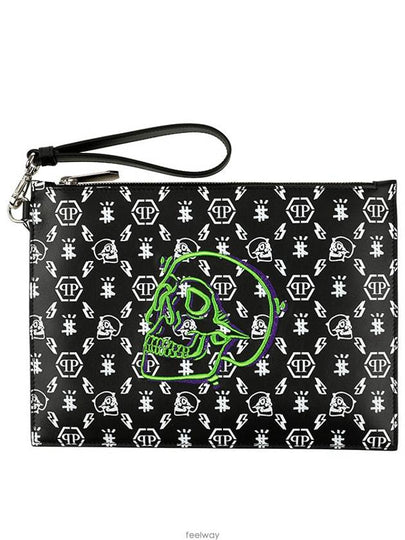 Skull Monogram Clutch Bag Black - PHILIPP PLEIN - BALAAN 2