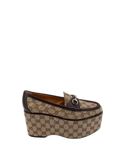 Women's Horsebit Platform Loafer Beige Ebony - GUCCI - BALAAN 2