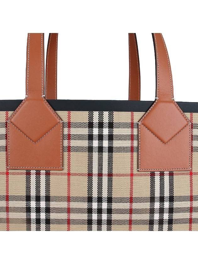 Check Large London Cotton Tote Bag Brown - BURBERRY - BALAAN 7