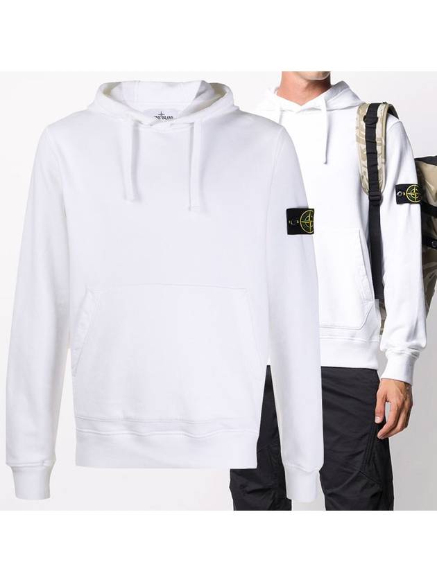 Wappen Patch Cotton Fleece Hoodie White - STONE ISLAND - BALAAN 2