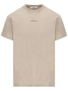 Small Logo Print Short Sleeve T-Shirt Dove Grey - STONE ISLAND - BALAAN 1