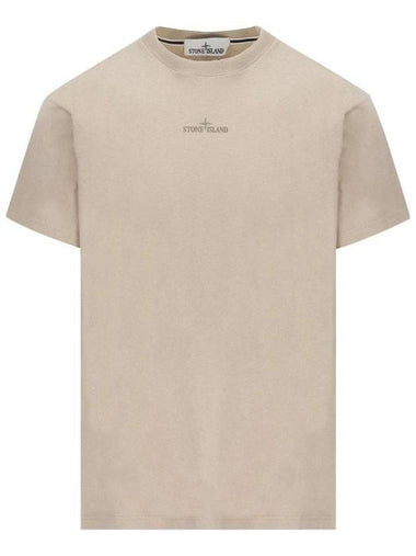 Small Logo Print Short Sleeve T-Shirt Dove Grey - STONE ISLAND - BALAAN 1